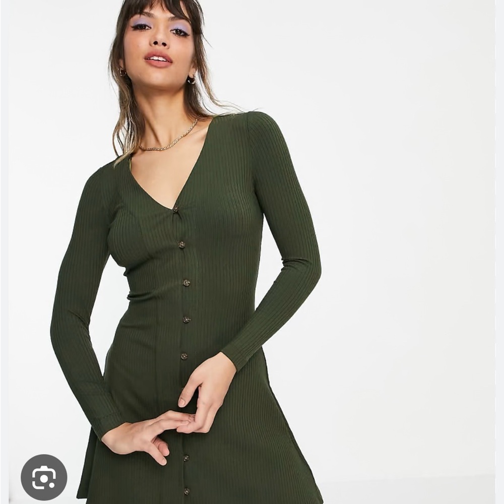 ⚡️NWT Long Sleeve Ribbed Button Front Mini Dress, High Quality Whistles ASOS⚡️